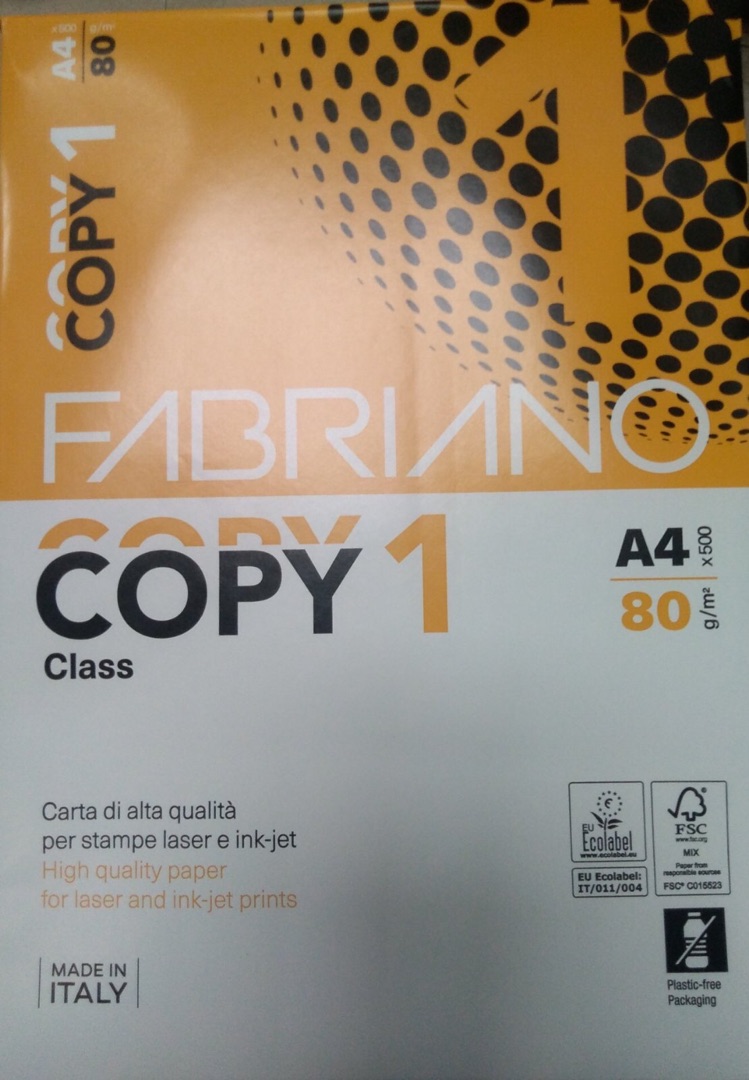 Папір для друку FABRIANO COPY 1 A4, 80 г/м2, 500 арк., білий